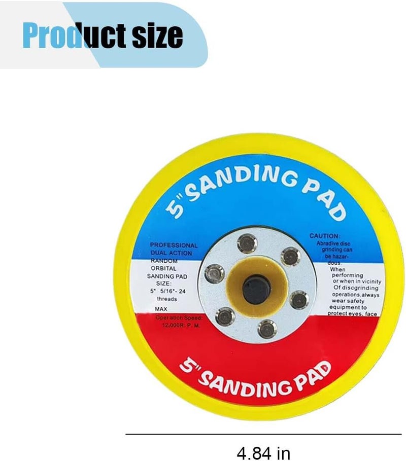 BDZMC 2 PCS 5" Hook and Loop Backing Pads, Dual Action Sanding Pad, 5/16" Arbor 24 Thread Polisher Backing Pad for Air Orbital Sander, 12000RPM Sanding Pads for Finishing Polishing Buffing - Image 2
